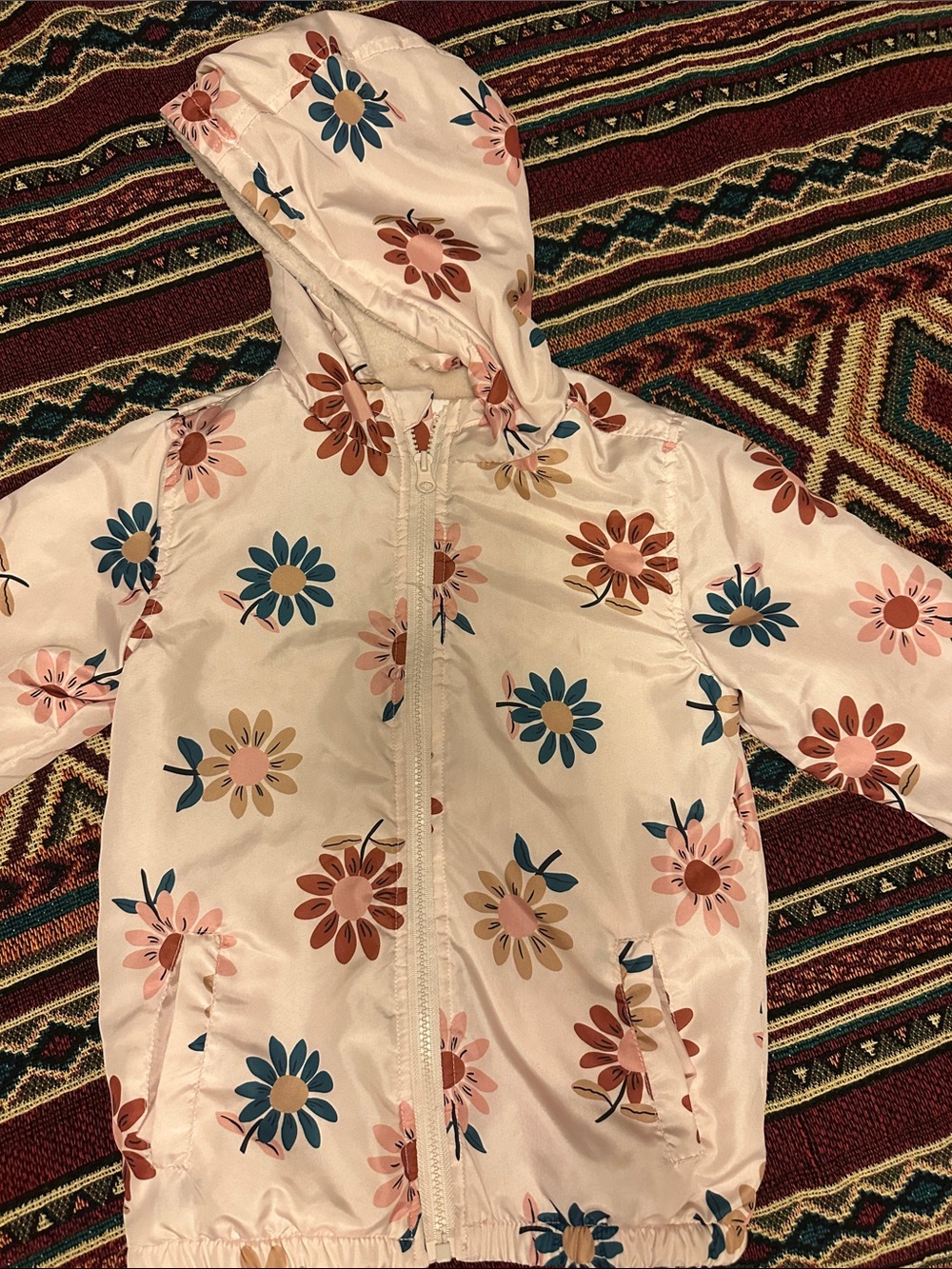 Girls' Floral Hooded Raincoat - Pink Multi